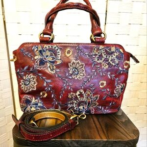 Floral Embroidered Red Handbag